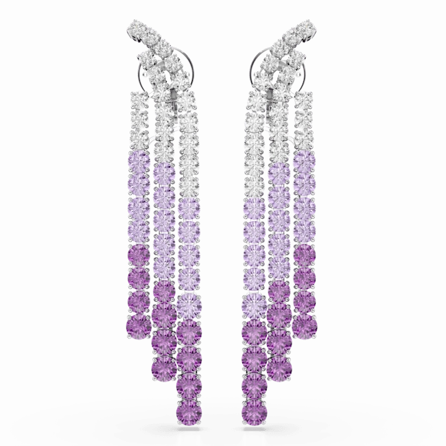 Swarovski Matrix Clip Earrings Color gradient Round cuts Purple Rhodium plated fashion-jewelry  
