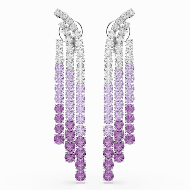 Swarovski Matrix Clip Earrings Color gradient Round cuts Purple Rhodium plated 