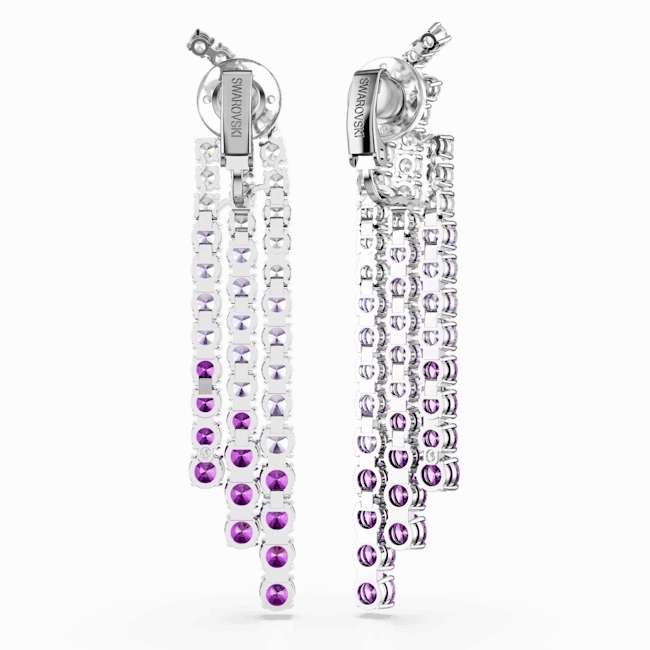 Swarovski Matrix Clip Earrings Color gradient Round cuts Purple Rhodium plated