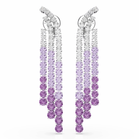 Swarovski Matrix Clip Earrings Color gradient Round cuts Purple Rhodium plated 