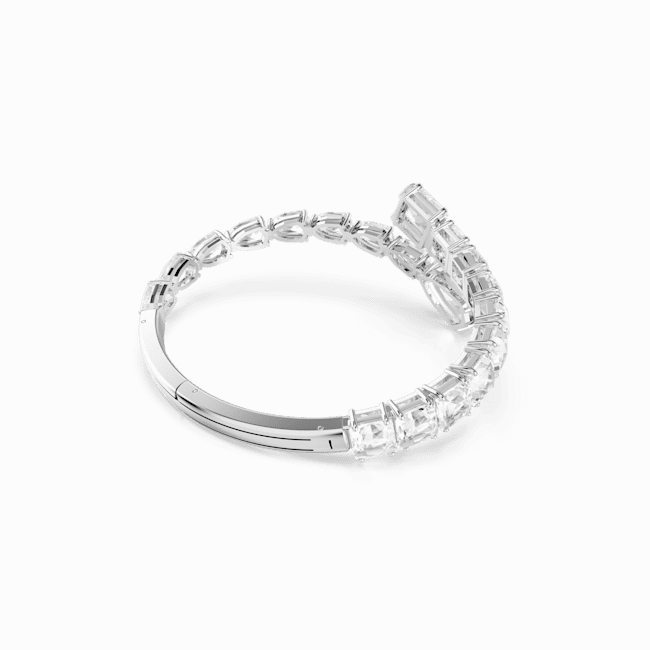 Swarovski Matrix Cuff Bangle, Mixed Cuts, White, Rhodium plated, Medium