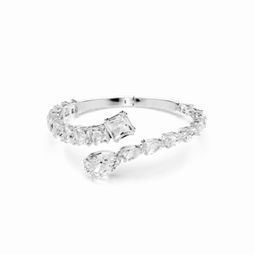 Swarovski Matrix Cuff Bangle, Mixed Cuts, White, Rhodium plated, Medium fashion-jewelry  