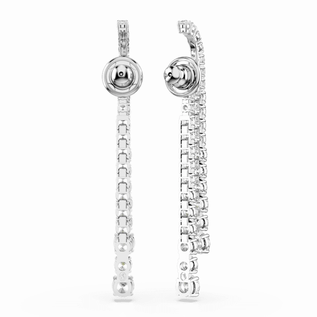 Swarovski Matrix Drop Earrings Gradient of round cuts White Rhodium plated