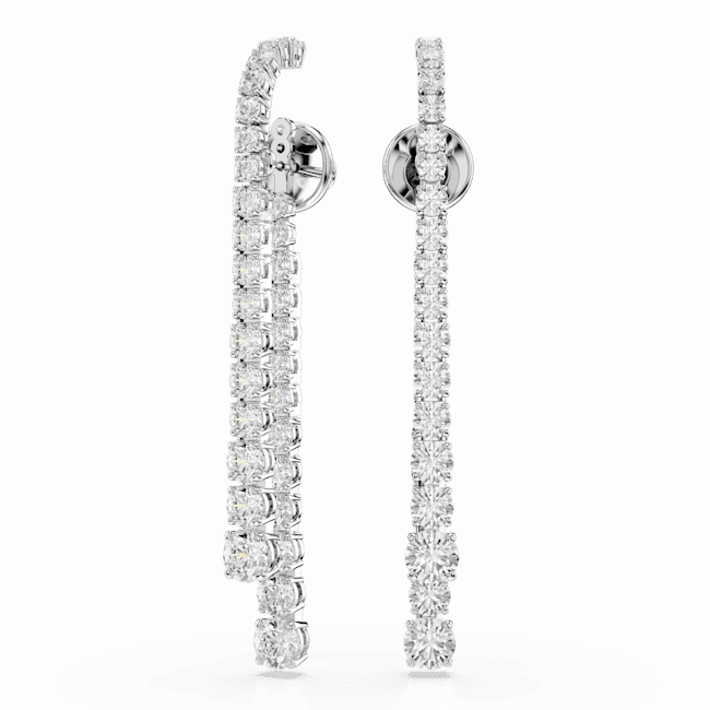 Swarovski Matrix Drop Earrings Gradient of round cuts White Rhodium plated