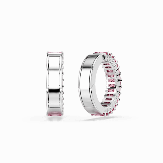 Swarovski Matrix Ear Cuffs Baguette cut Pink Rhodium plated