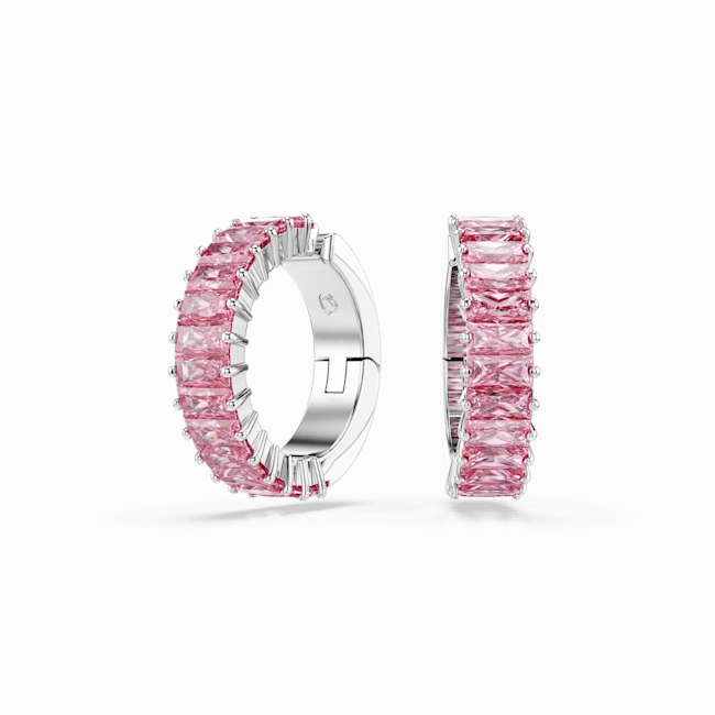 Swarovski Matrix Ear Cuffs Baguette cut Pink Rhodium plated fashion-jewelry  