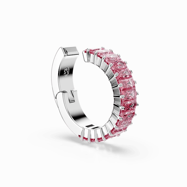 Swarovski Matrix Ear Cuffs Baguette cut Pink Rhodium plated