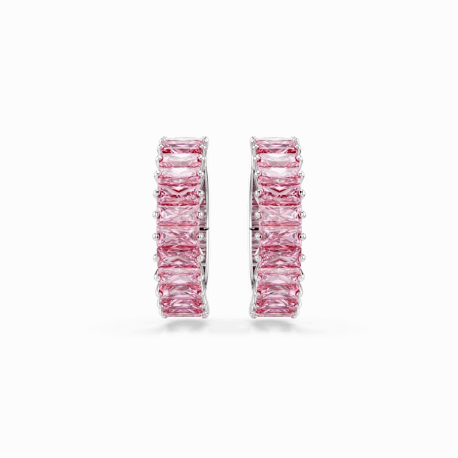 Swarovski Matrix Ear Cuffs Baguette cut Pink Rhodium plated