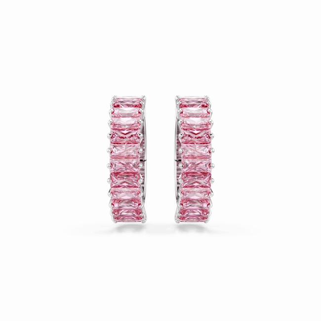 Swarovski Matrix Ear Cuffs Baguette cut Pink Rhodium plated