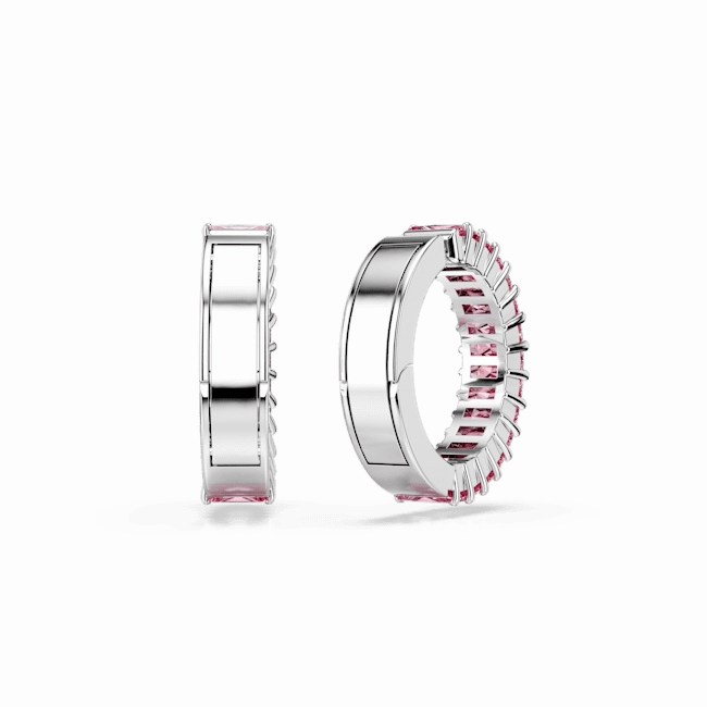 Swarovski Matrix Ear Cuffs Baguette cut Pink Rhodium plated