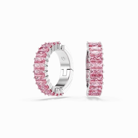 Swarovski Matrix Ear Cuffs Baguette cut Pink Rhodium plated 