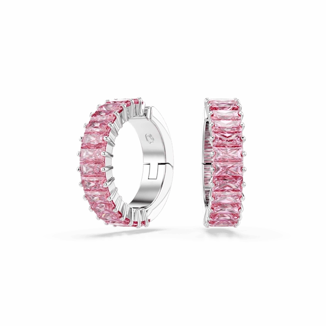 Swarovski Matrix Ear Cuffs Baguette cut Pink Rhodium plated 