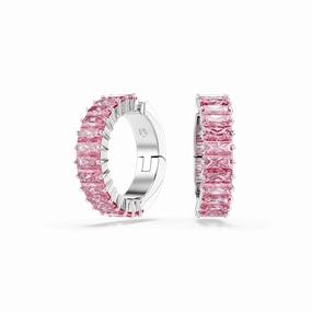 Swarovski Matrix Ear Cuffs Baguette cut Pink Rhodium plated fashion-jewelry  