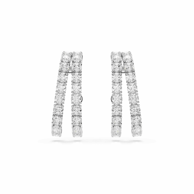 Swarovski Matrix Ear Cuffs Round cut White Rhodium plated
