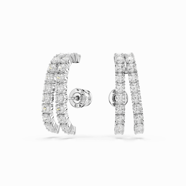 Swarovski Matrix Ear Cuffs Round cut White Rhodium plated fashion-jewelry  