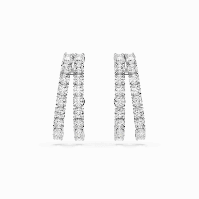 Swarovski Matrix Ear Cuffs Round cut White Rhodium plated