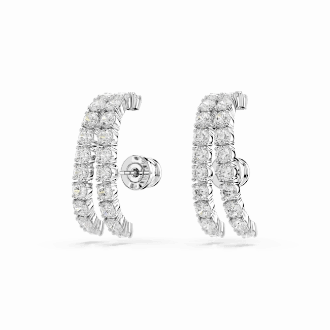 Swarovski Matrix Ear Cuffs Round cut White Rhodium plated