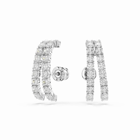 Swarovski Matrix Ear Cuffs Round cut White Rhodium plated fashion-jewelry  