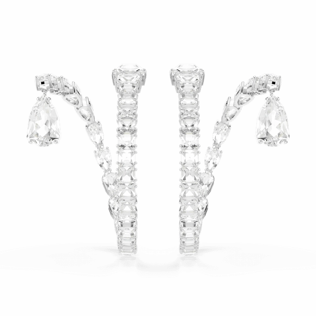 Swarovski Matrix Hoop Earrings Mixed cuts, White, Rhodium plated fashion-jewelry  