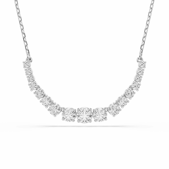 Swarovski Matrix Necklace Gradient of round cuts White Rhodium plated fashion-jewelry  