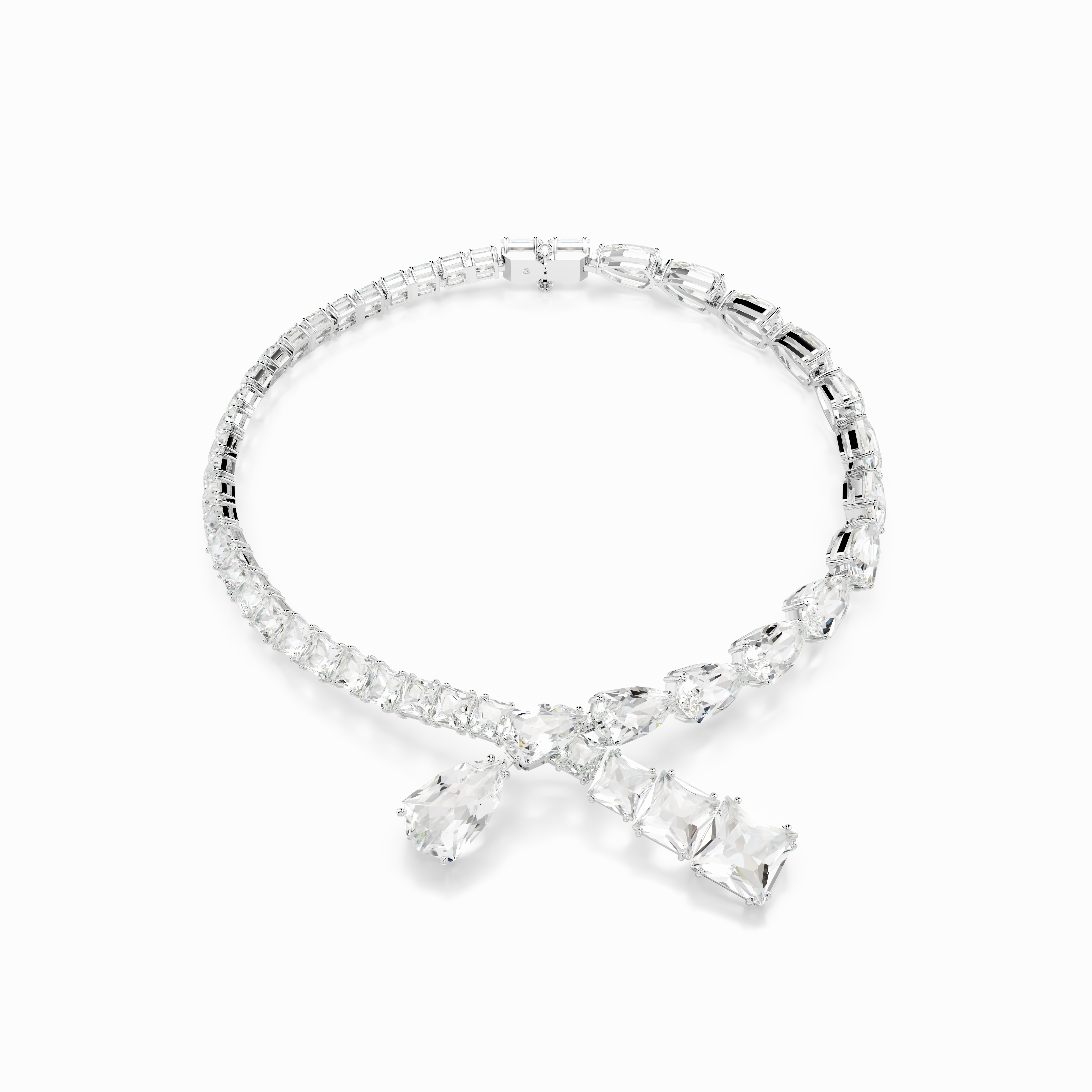 Swarovski Matrix Necklace Mixed Cuts White Rhodium Plated