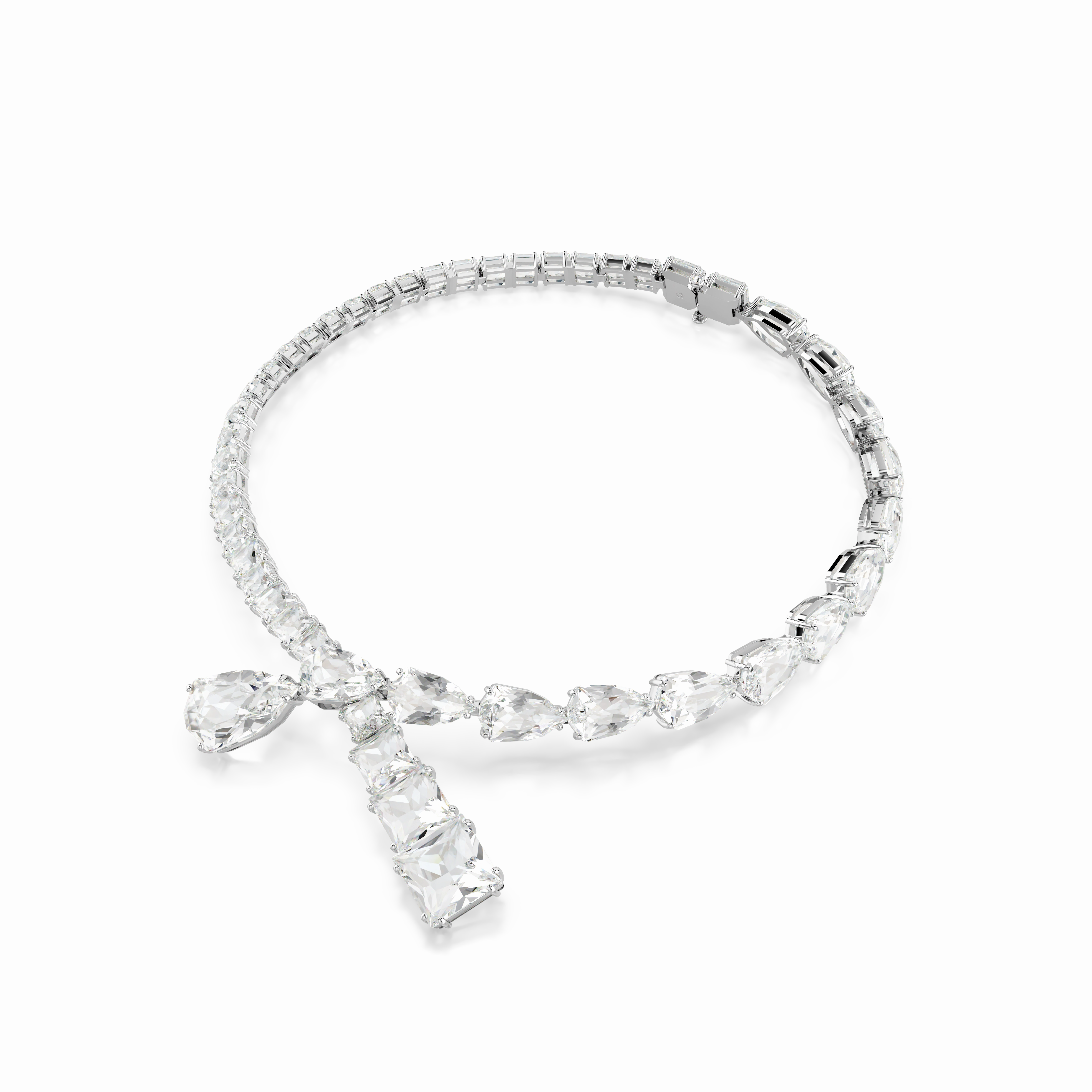 Swarovski Matrix Necklace Mixed Cuts White Rhodium Plated