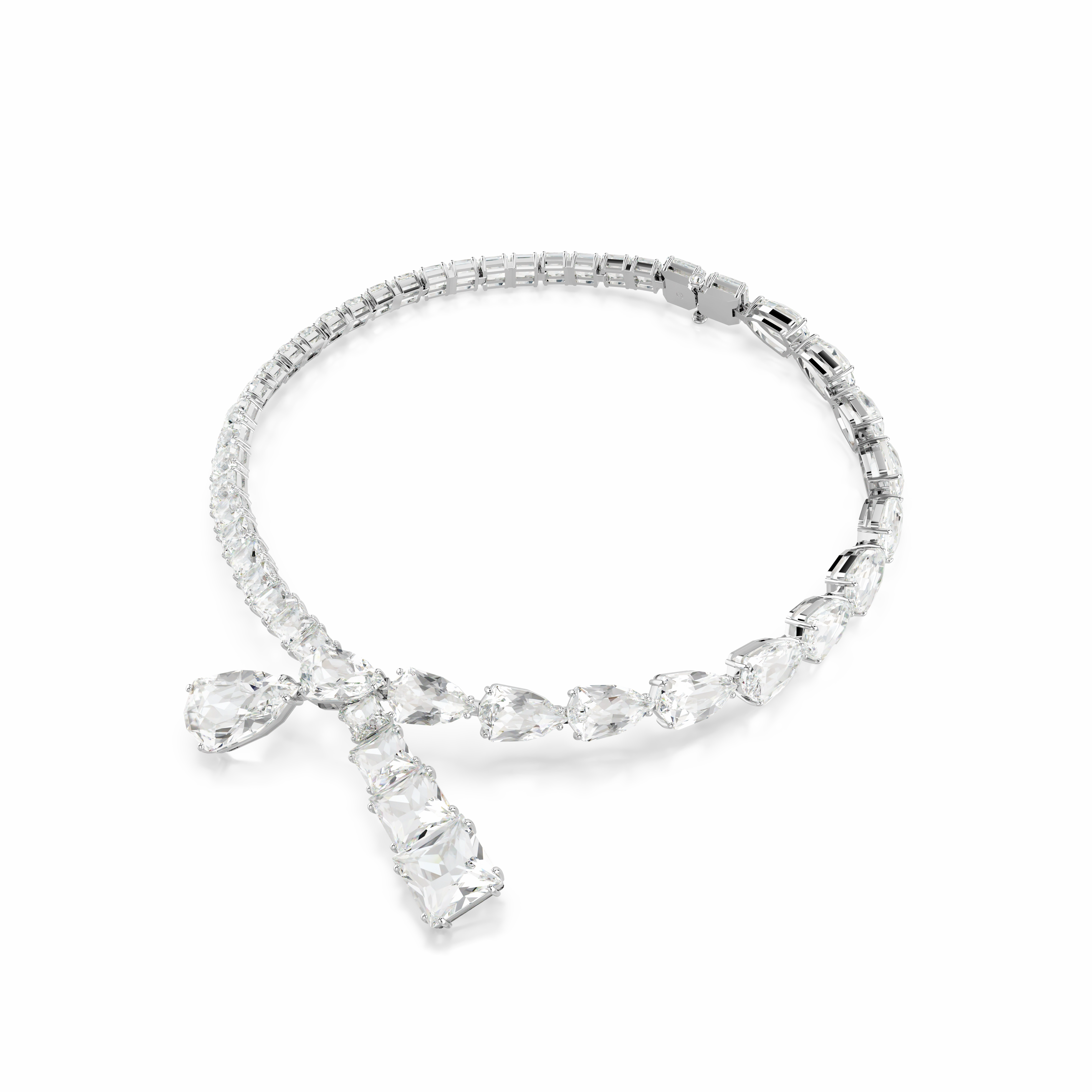 Swarovski Matrix Necklace Mixed Cuts White Rhodium Plated