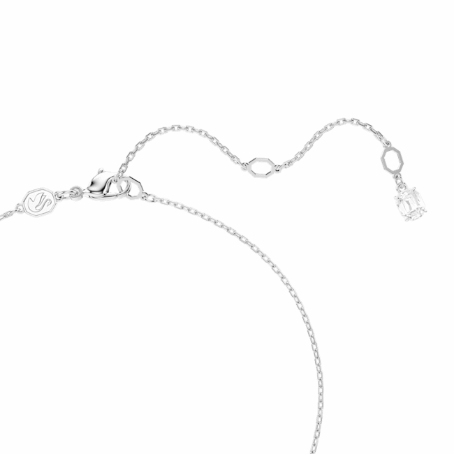 Swarovski Matrix Necklace Pendant Crystal pearl, Round cut, White, Rhodium plated