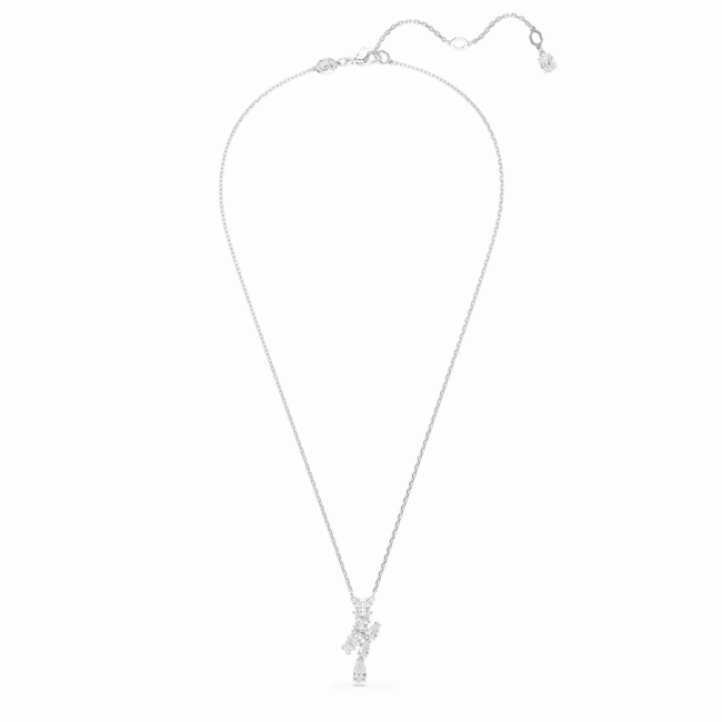 Swarovski Matrix Necklace Pendant Mixed cuts, White, Rhodium plated