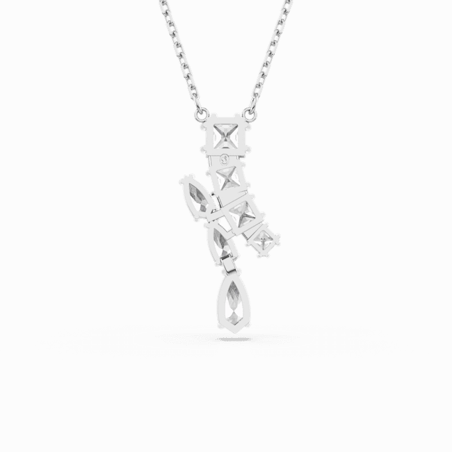 Swarovski Matrix Necklace Pendant Mixed cuts, White, Rhodium plated