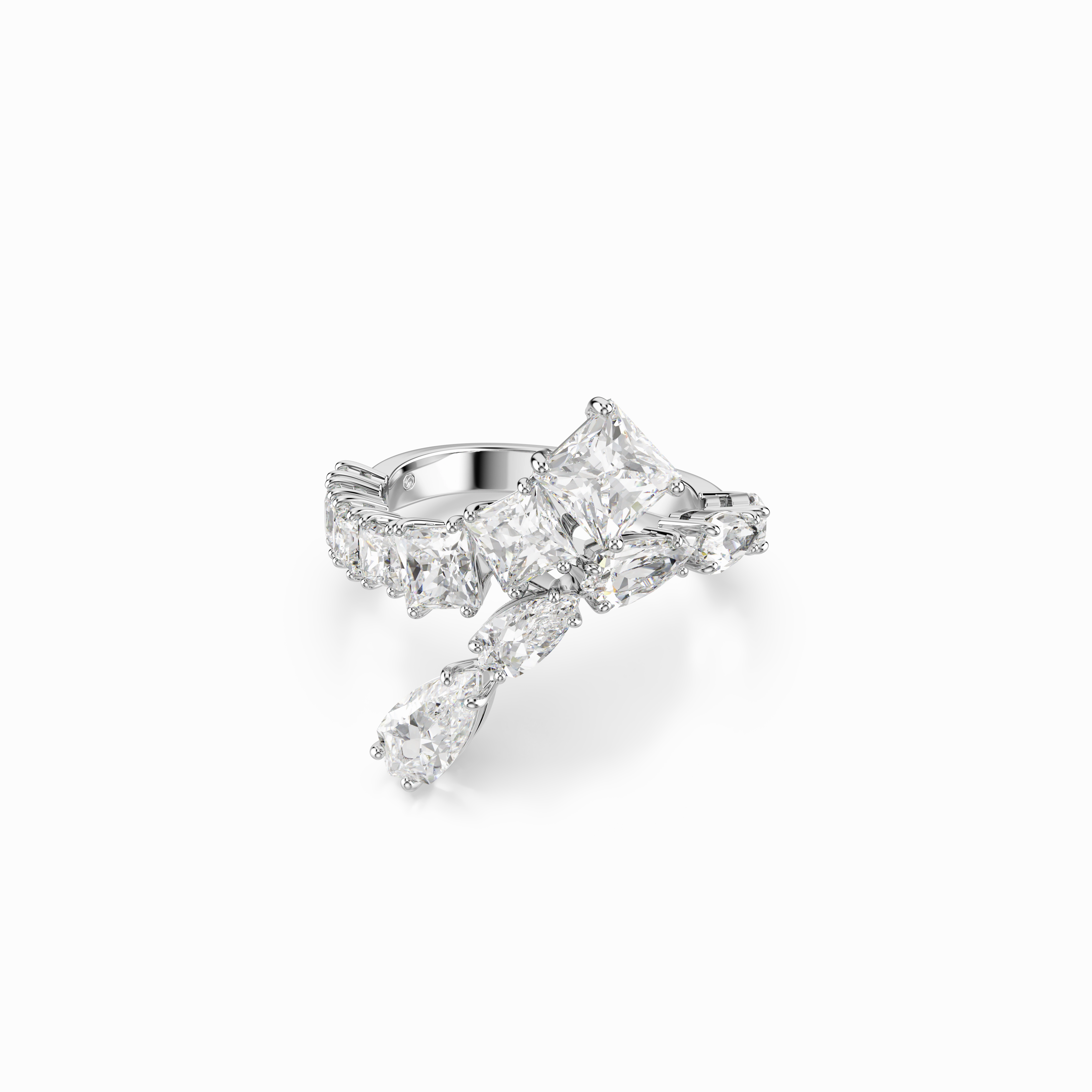 Swarovski Matrix Ring Mixed Cuts White Rhodium Plated