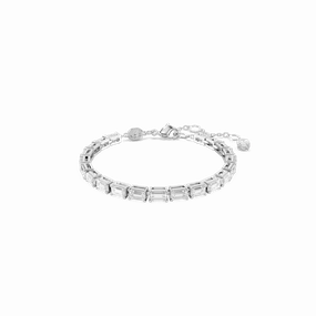Swarovski Matrix Tennis Bracelet Baguette Cut White Rhodium Plated fashion-jewelry  