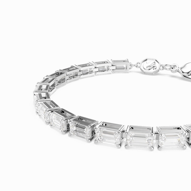 Swarovski Matrix Tennis Bracelet Baguette Cut White Rhodium Plated