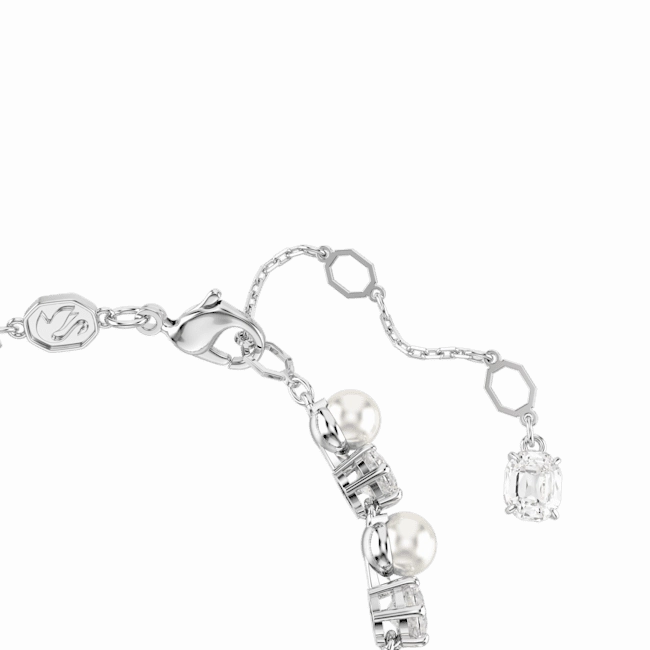 Swarovski Matrix Tennis Bracelet Crystal Pearl Round Cut White Rhodium Plated