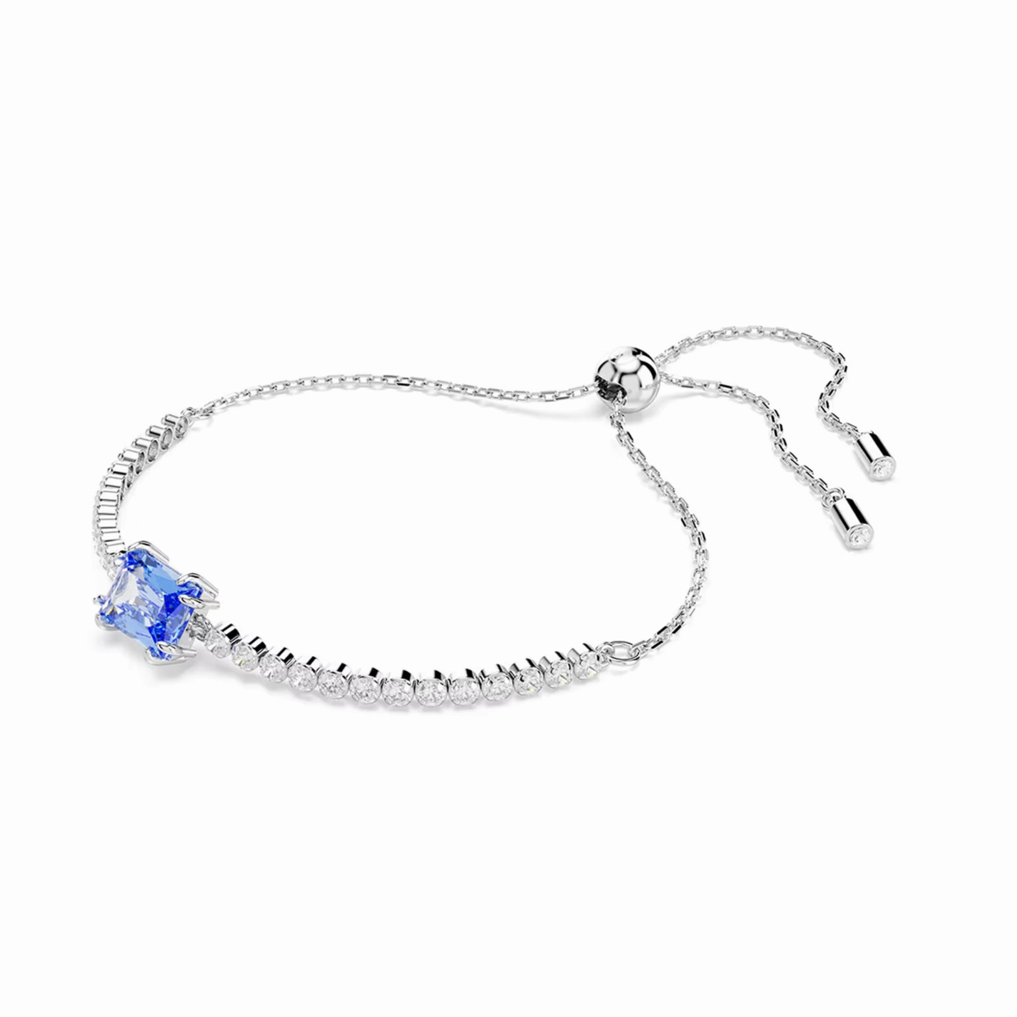 Swarovski Matrix Tennis Bracelet Mixed Cuts Blue Rhodium Plated