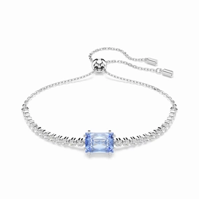 Swarovski Matrix Tennis Bracelet Mixed Cuts Blue Rhodium Plated fashion-jewelry  