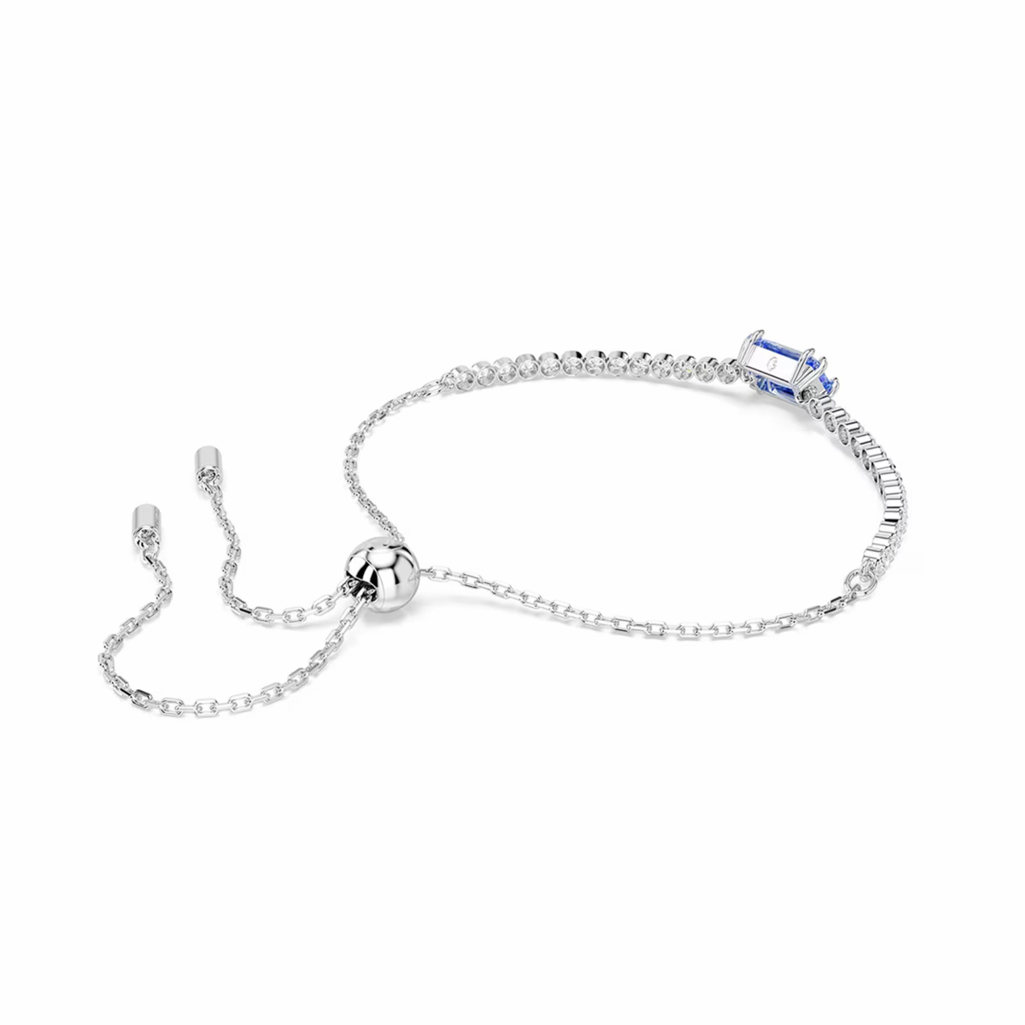 Swarovski Matrix Tennis Bracelet Mixed Cuts Blue Rhodium Plated