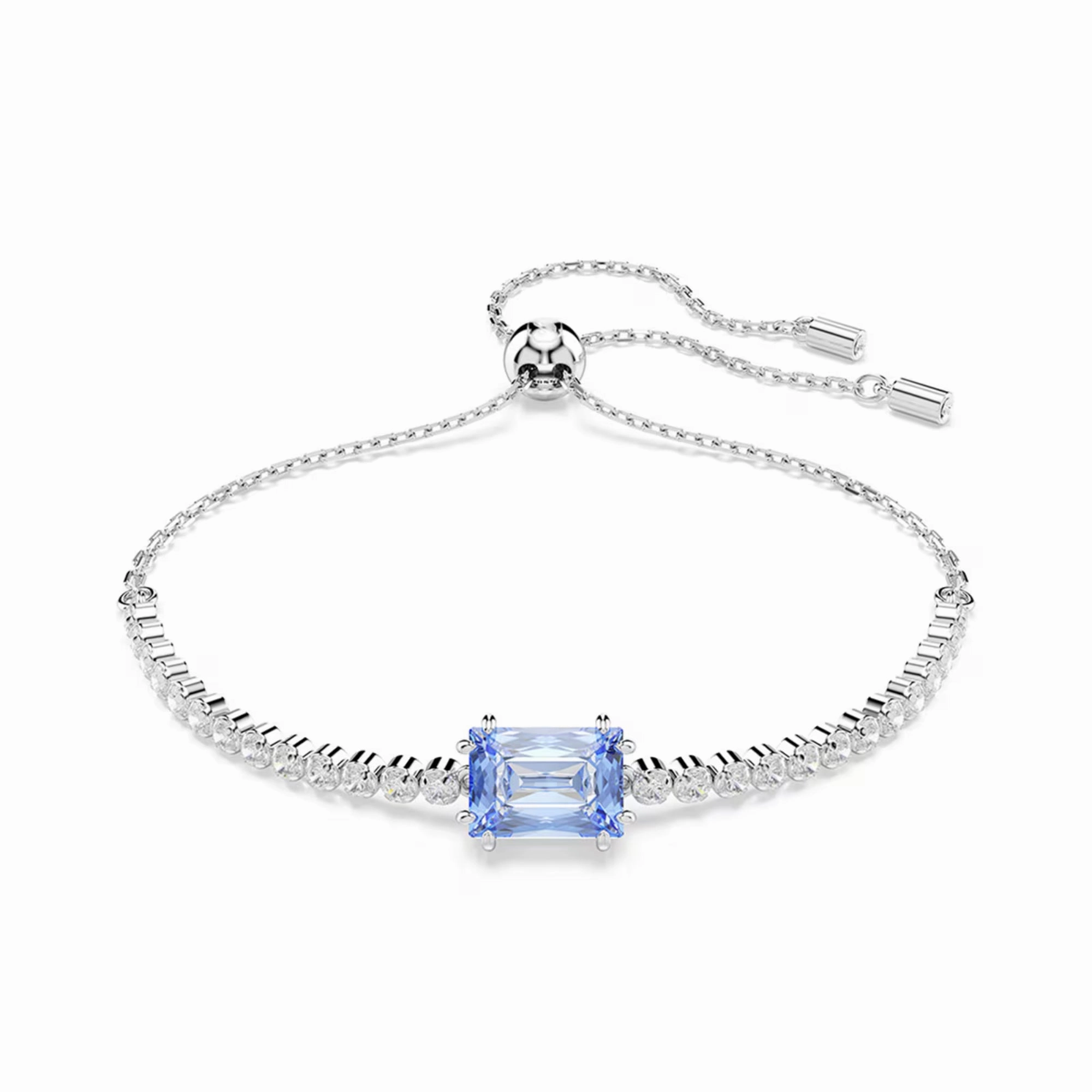 Swarovski Matrix Tennis Bracelet Mixed Cuts Blue Rhodium Plated fashion-jewelry  