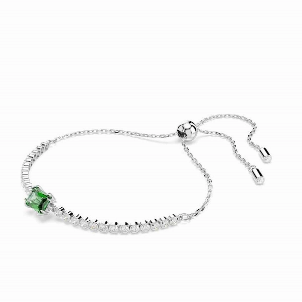 Swarovski Matrix Tennis Bracelet Mixed Cuts Green Rhodium Plated