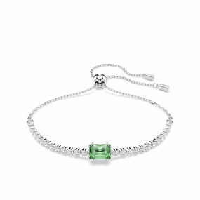 Swarovski Matrix Tennis Bracelet Mixed Cuts Green Rhodium Plated fashion-jewelry  