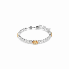 Swarovski Matrix Tennis Bracelet Mixed cuts, Yellow, Rhodium plated, Medium fashion-jewelry  