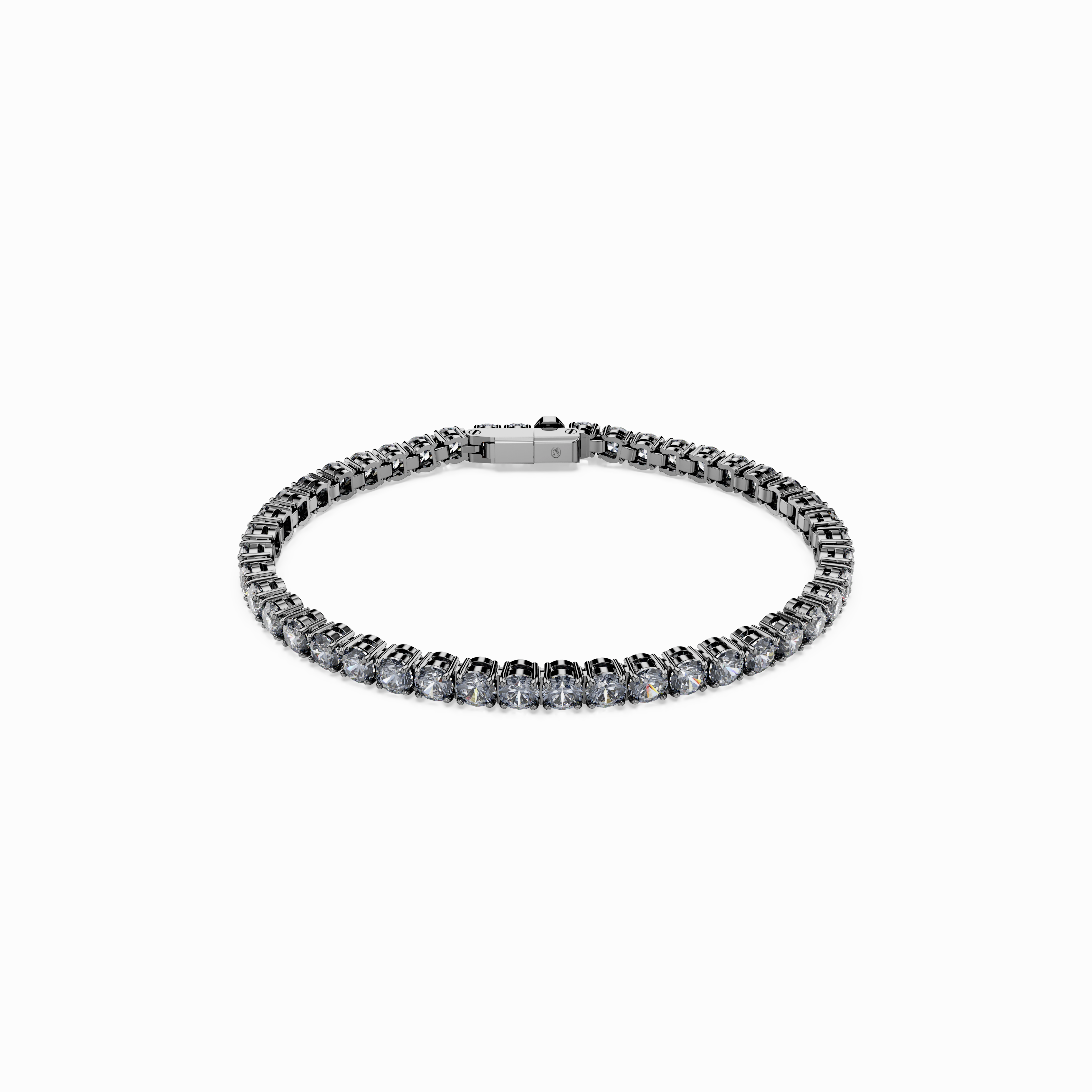 Swarovski Matrix Tennis Bracelet Round Cut Gray Ruthenium Plated