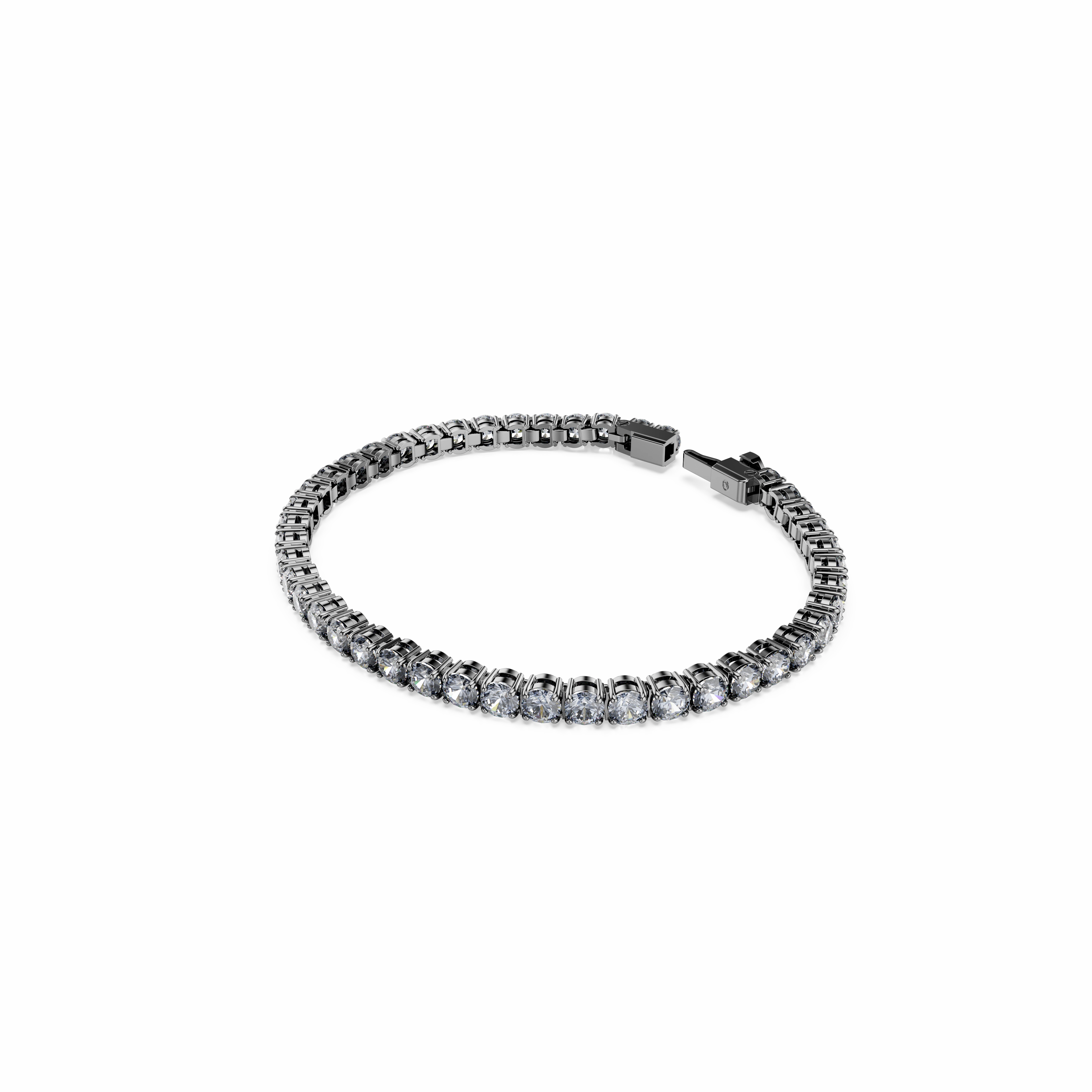 Swarovski Matrix Tennis Bracelet Round Cut Gray Ruthenium Plated fashion-jewelry  