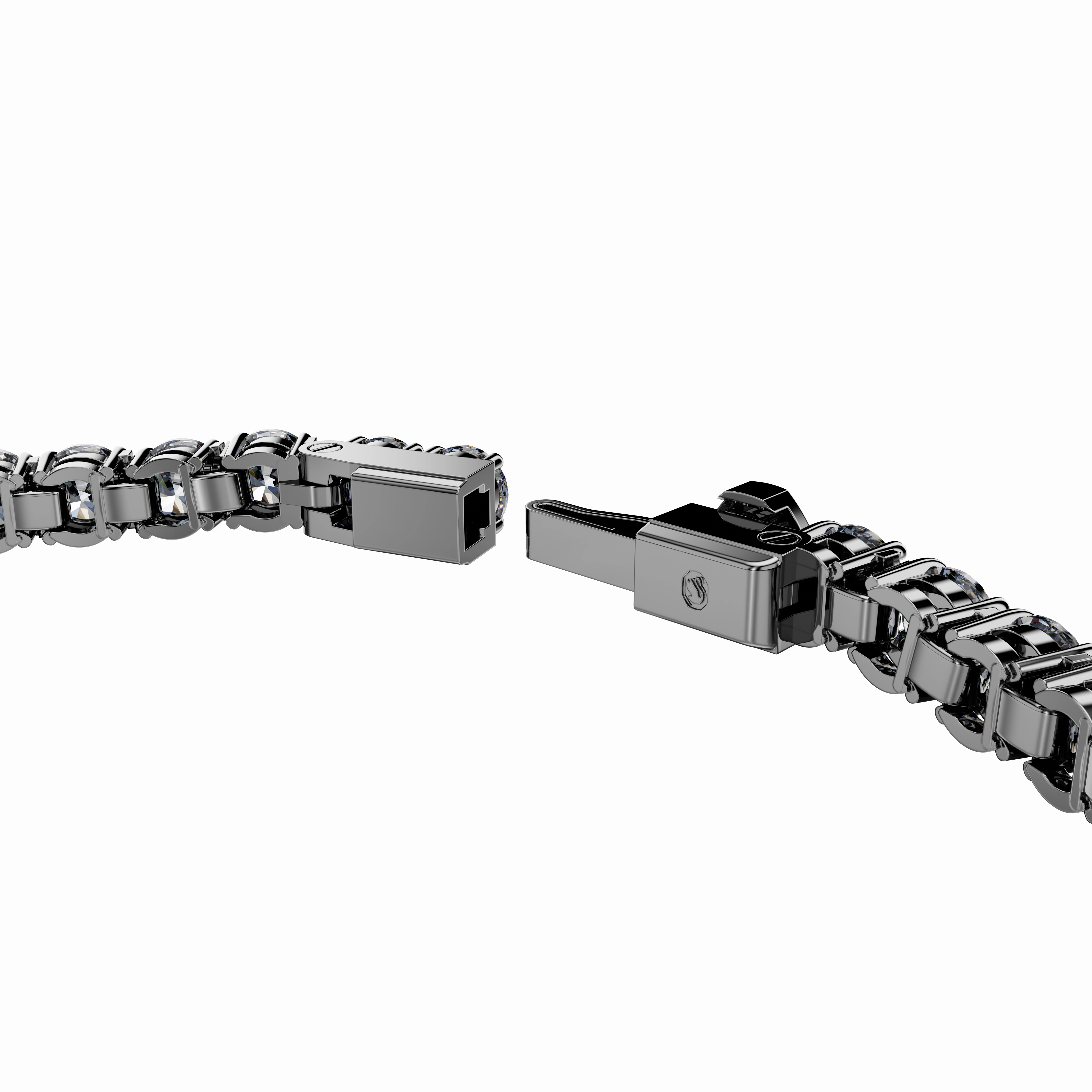 Swarovski Matrix Tennis Bracelet Round Cut Gray Ruthenium Plated
