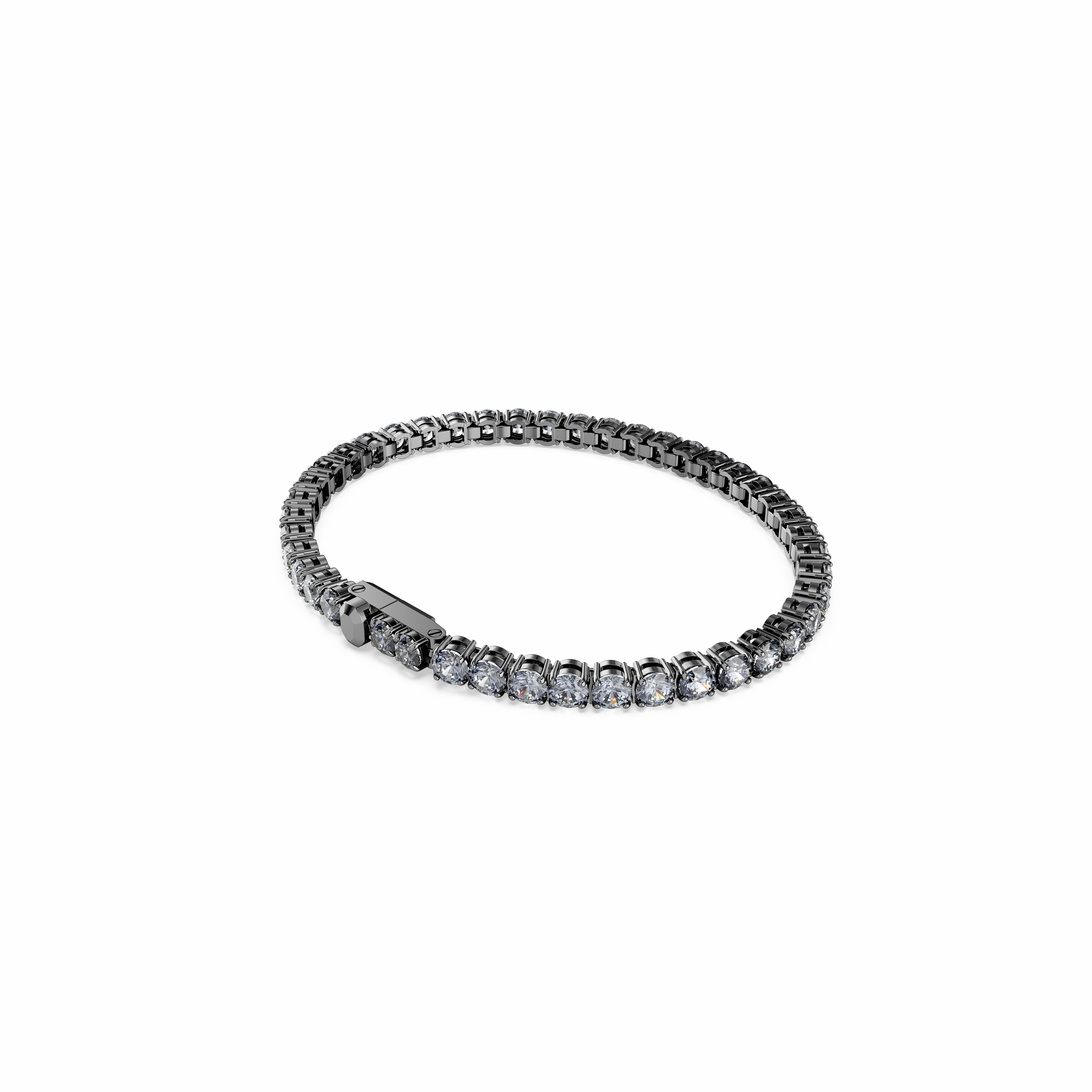 Swarovski Matrix Tennis Bracelet Round Cut Gray Ruthenium Plated