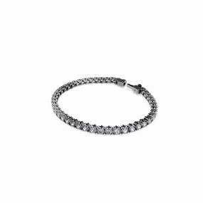 Swarovski Matrix Tennis Bracelet Round Cut Gray Ruthenium Plated fashion-jewelry  