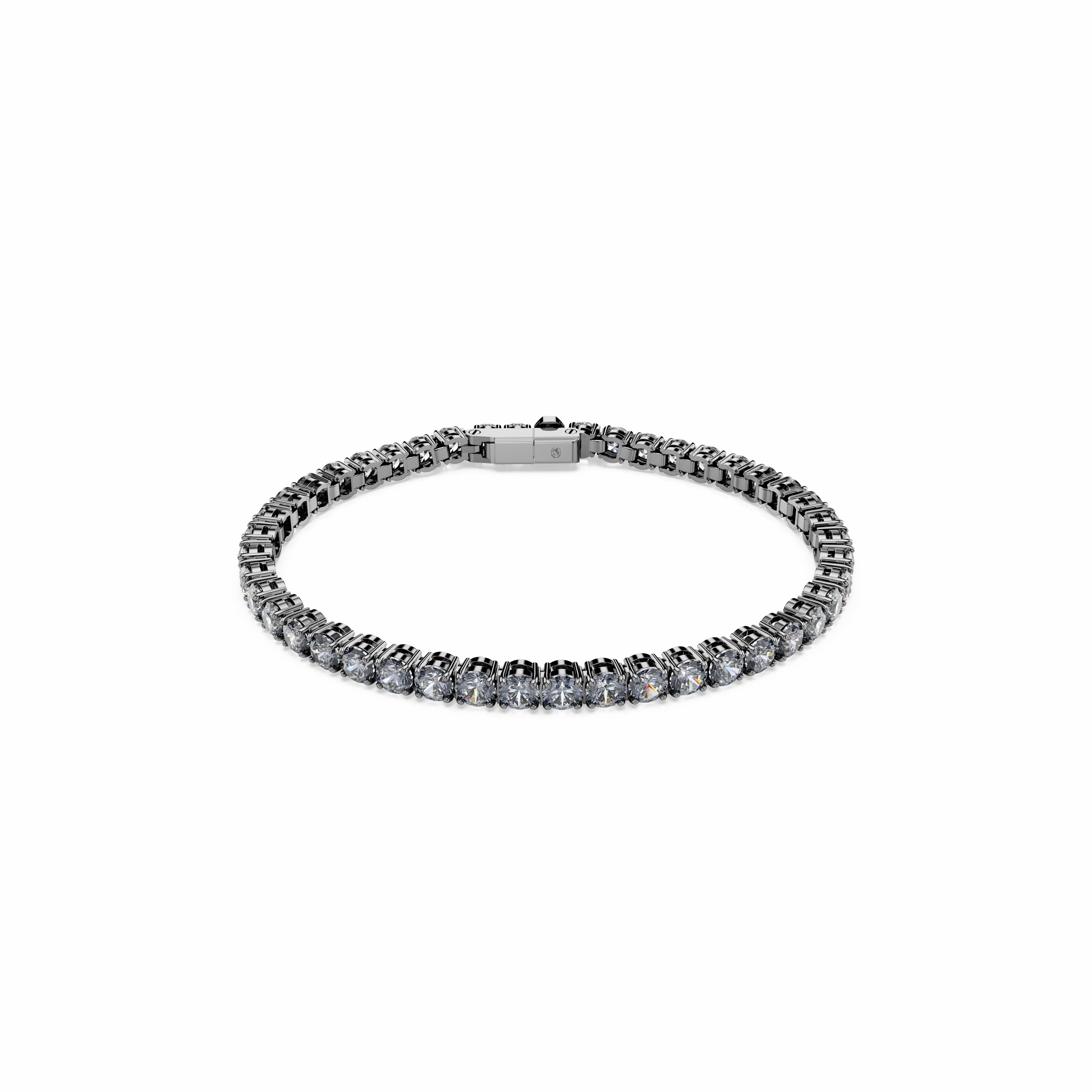 Swarovski Matrix Tennis Bracelet Round Cut Gray Ruthenium Plated