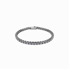 Swarovski Matrix Tennis Bracelet Round Cut Silver Gray Ruthenium Plated fashion-jewelry  