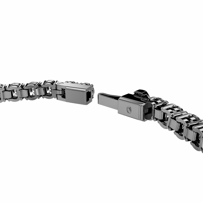 Swarovski Matrix Tennis Bracelet Round Cut Silver Gray Ruthenium Plated