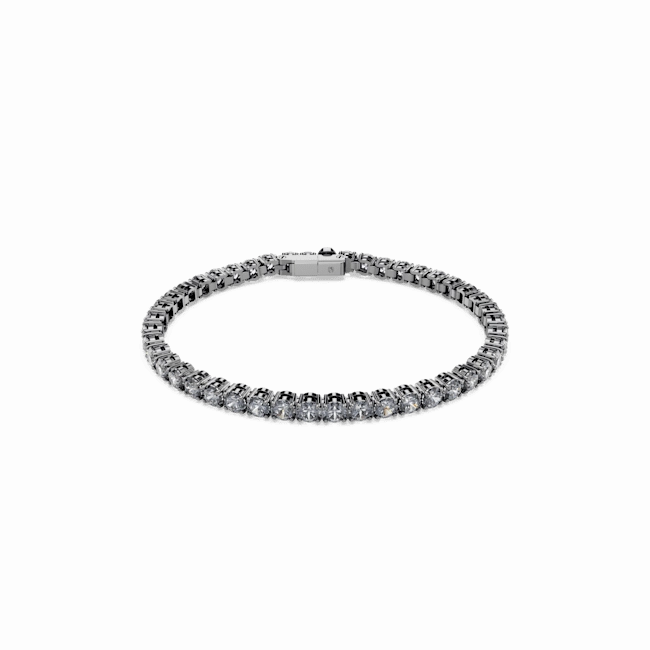 Swarovski Matrix Tennis Bracelet Round Cut Silver Gray Ruthenium Plated fashion-jewelry  